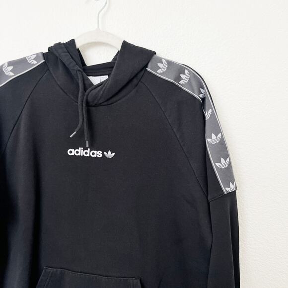 [Adidas] Black Originals Tape Fleece Pullover Hoodie Long Sleeve Men's Size XL - Picture 8 of 11